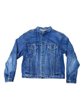 Levis Mens Distressed Type 3 Jean Blue Denim Jacket Size M Trucker Country READ